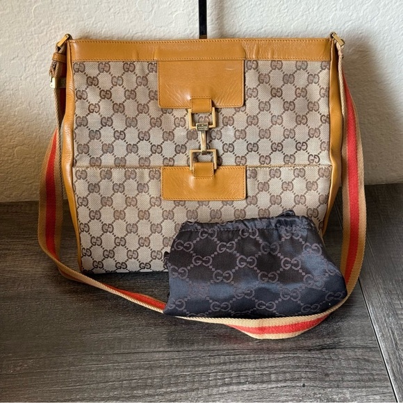 🔥SALE🔥💎GUCCI JACKIE CANVAS AND LEATHER MESSENGER BAG💎 - Picture 2 of 12